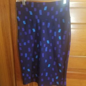 LuLaRoe Cassie.  Black pencil skirt w/ blue.  S